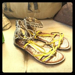 Sam Edelman Neon /Zebra Back Zip Sandals